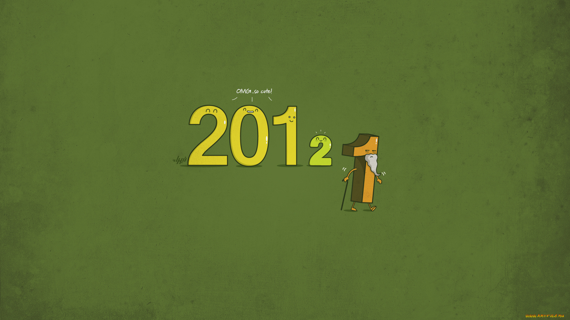 праздничные, рисованные, минимализм, 2012, цифры, новый, год
