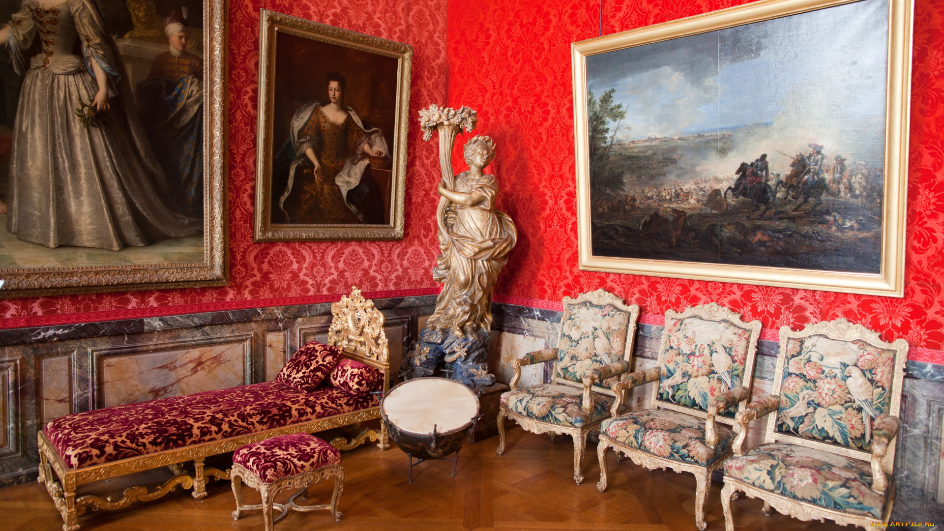 версаль, интерьер, дворцы, музеи, отоманка, кресла, картины