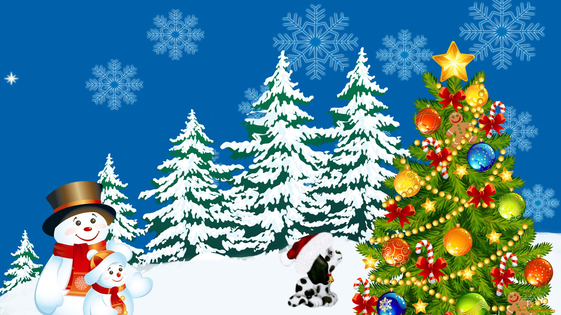 праздничные, векторная, графика, , новый, год, елка, снеговик