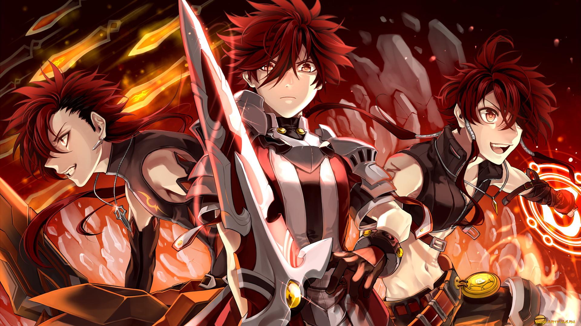 elsword, аниме, парени, взгляд, фон