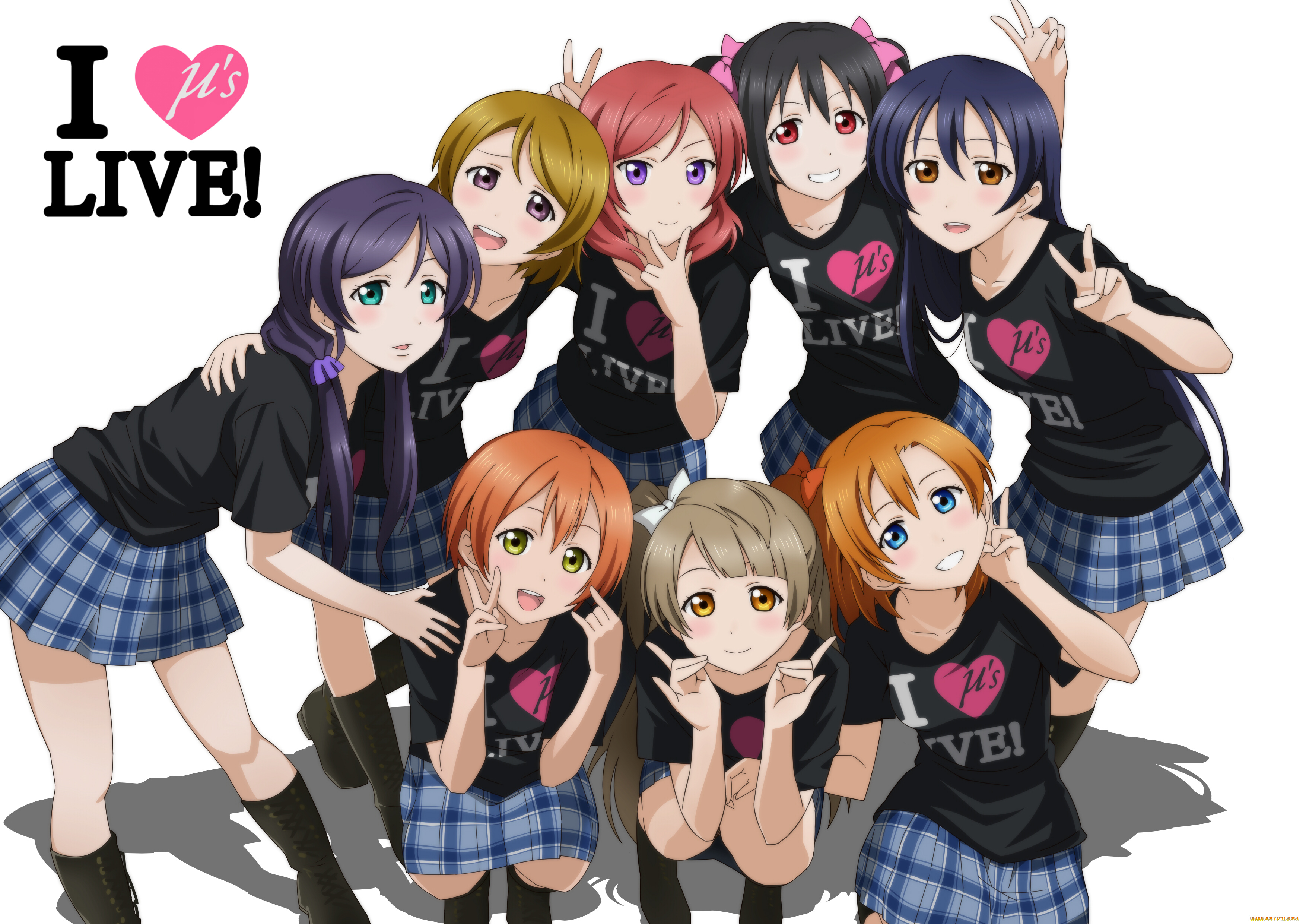 аниме, love, live, , school, idol, project, девушки, фон, взгляд