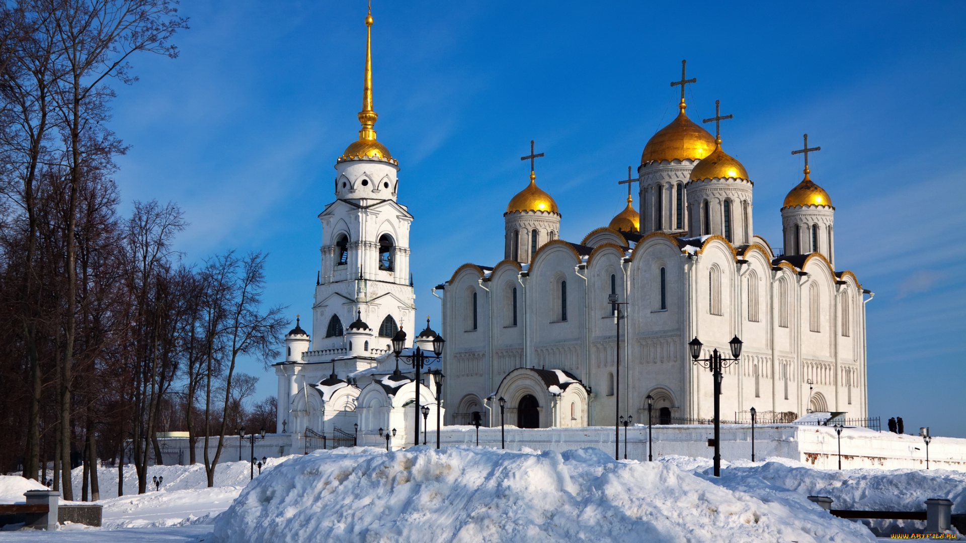 владимир, успенский, собор, города, -, православные, церкви, , монастыри, храм, россия, зима, собор, владимир, успенский