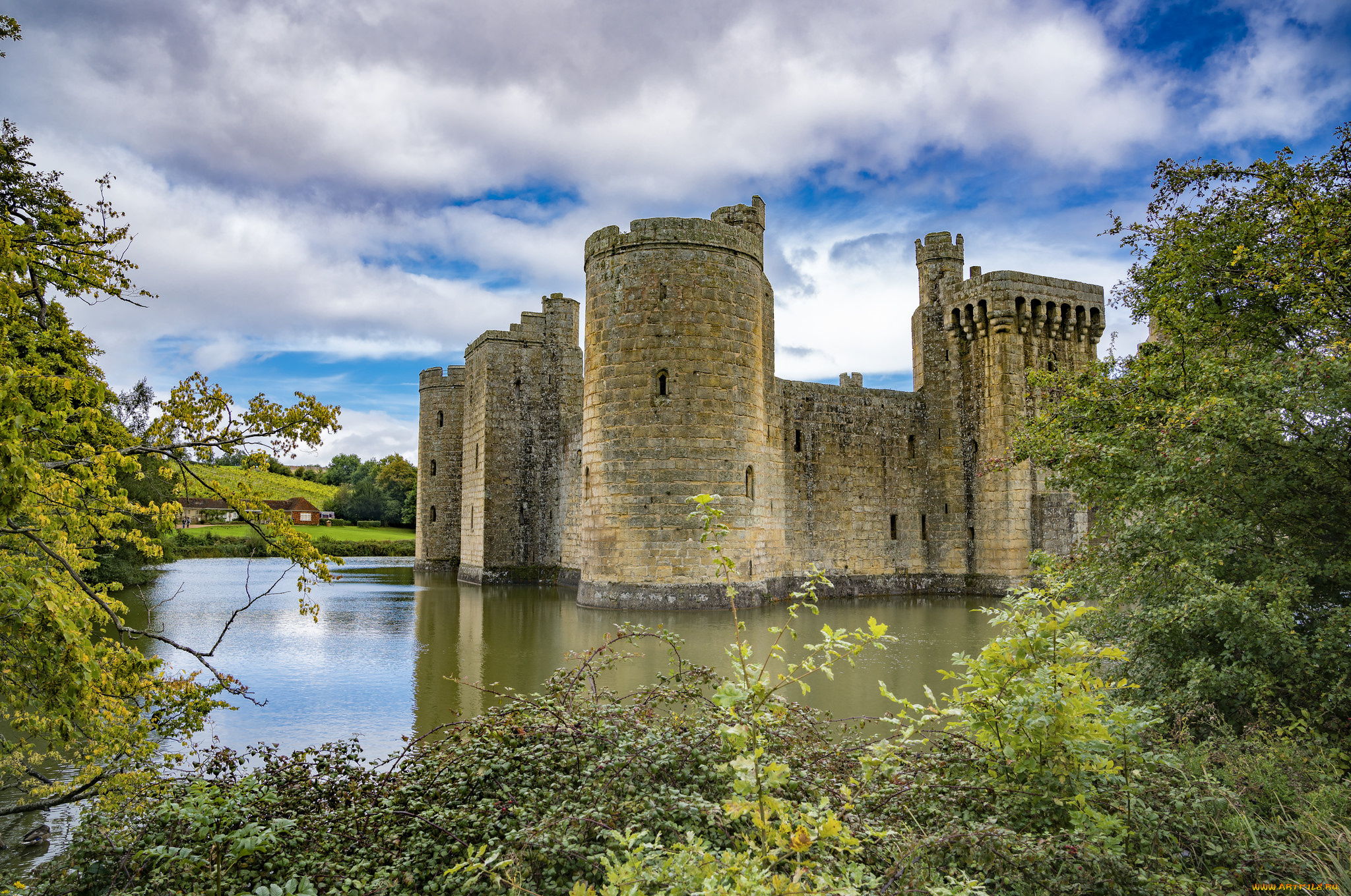 bodiam, castle, города, замки, англии, простор