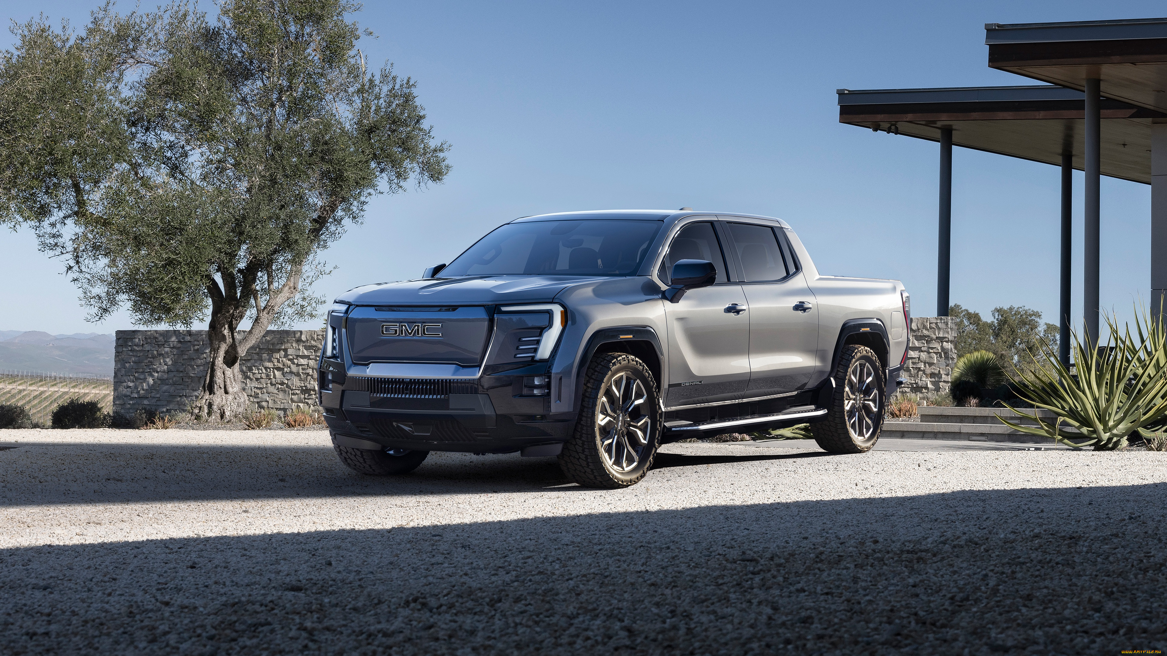 gmc, sierra, ev, denali, edition, 1, 2024, автомобили, gm-gmc, gmc, sierra, ev, denali, edition, 1, пикап, дом, двор