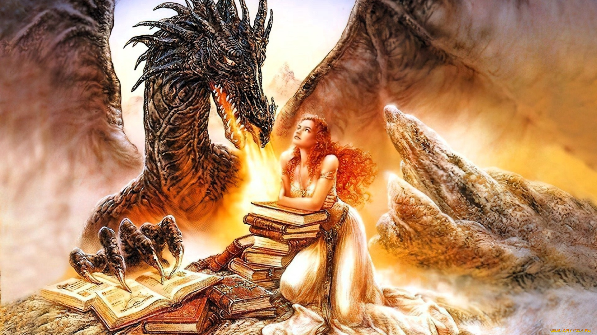фэнтези, _luis, royo, девушка, дракон, книги