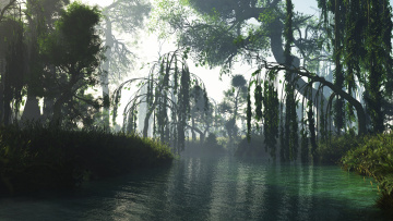 Картинка 3д+графика природа+ nature лес река