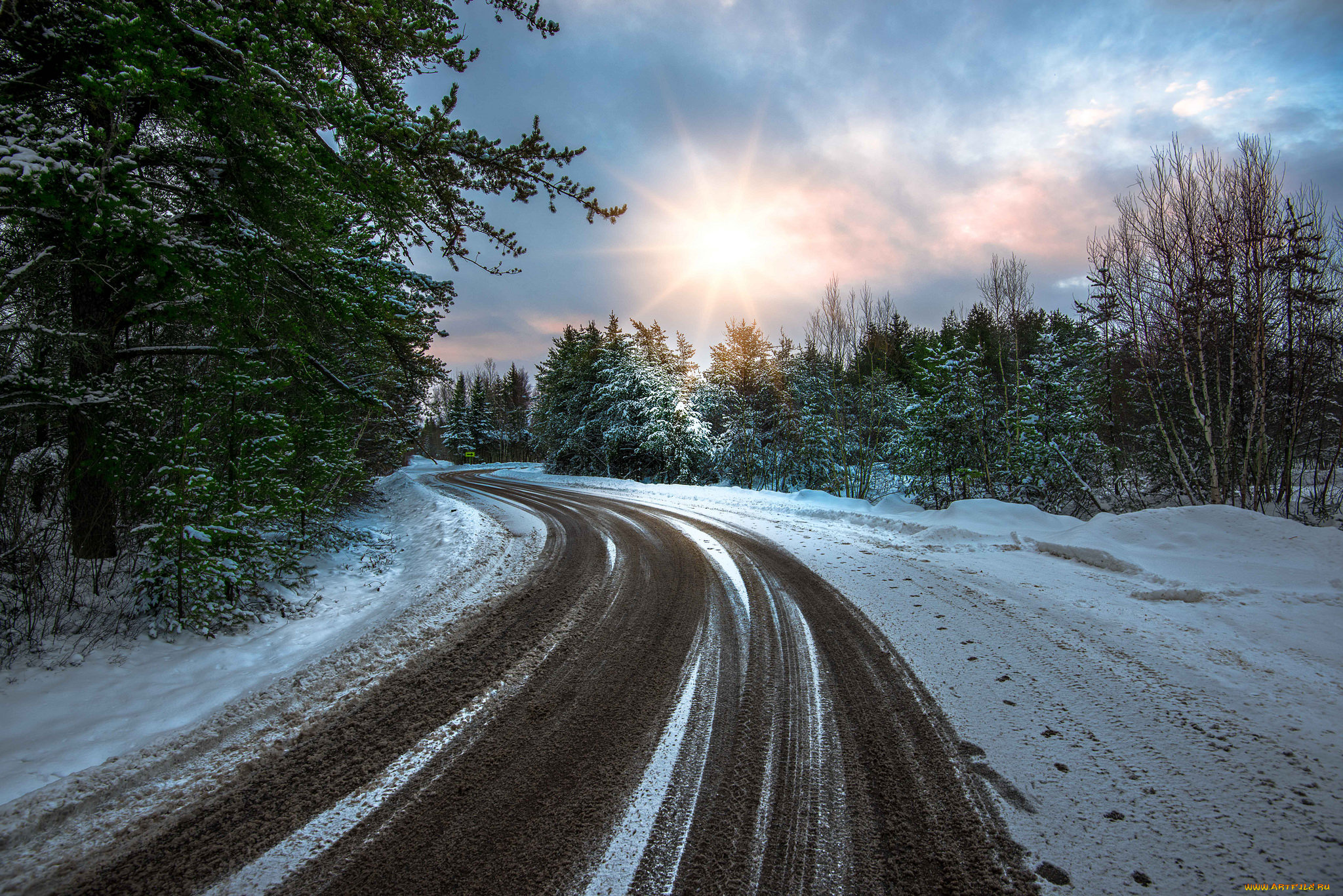 природа, дороги, snow, road, зима, winter, деревья, снег, дорога, nature, trees