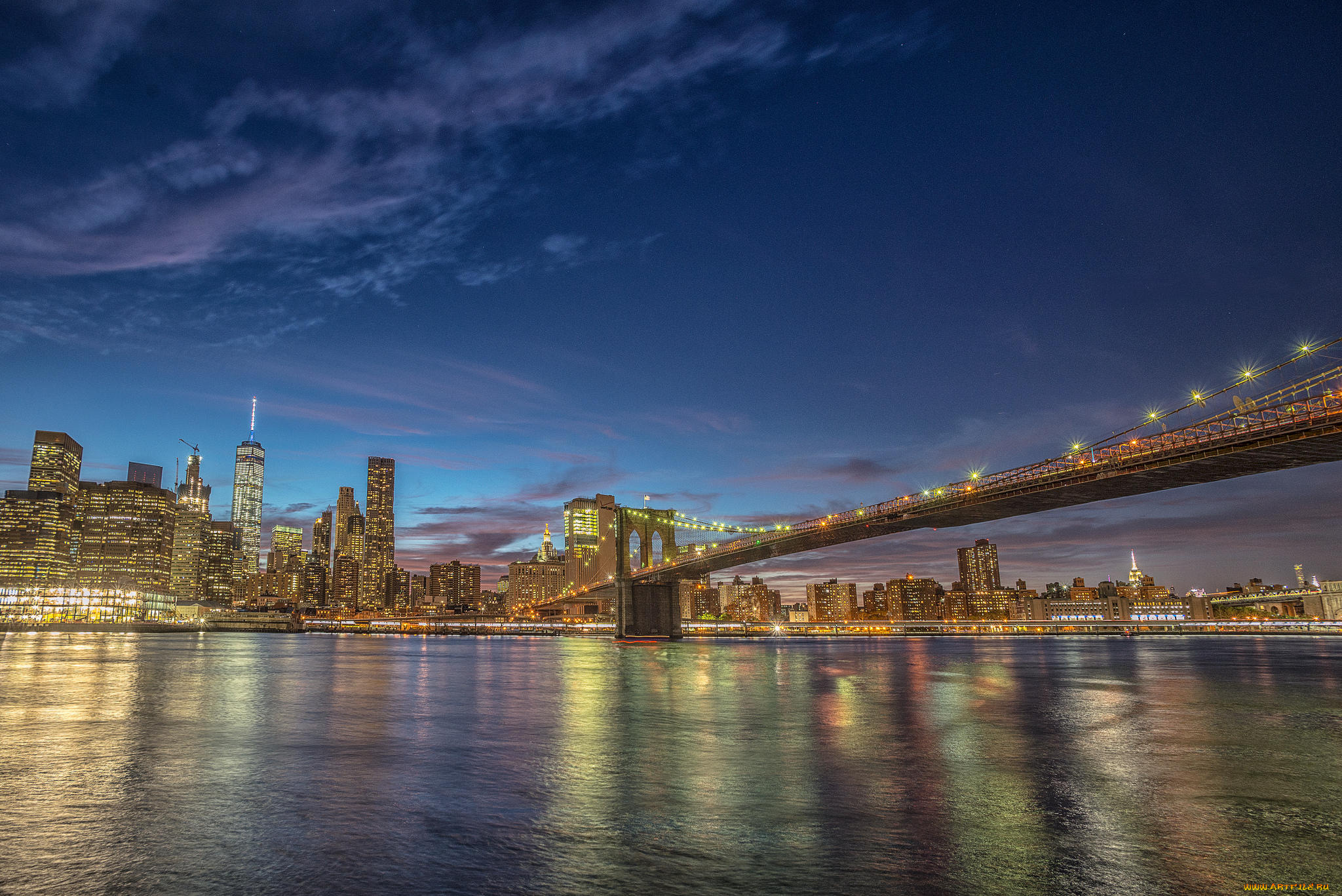 города, нью-йорк, , сша, one, world, trade, center, brooklyn, bridge, manhattan