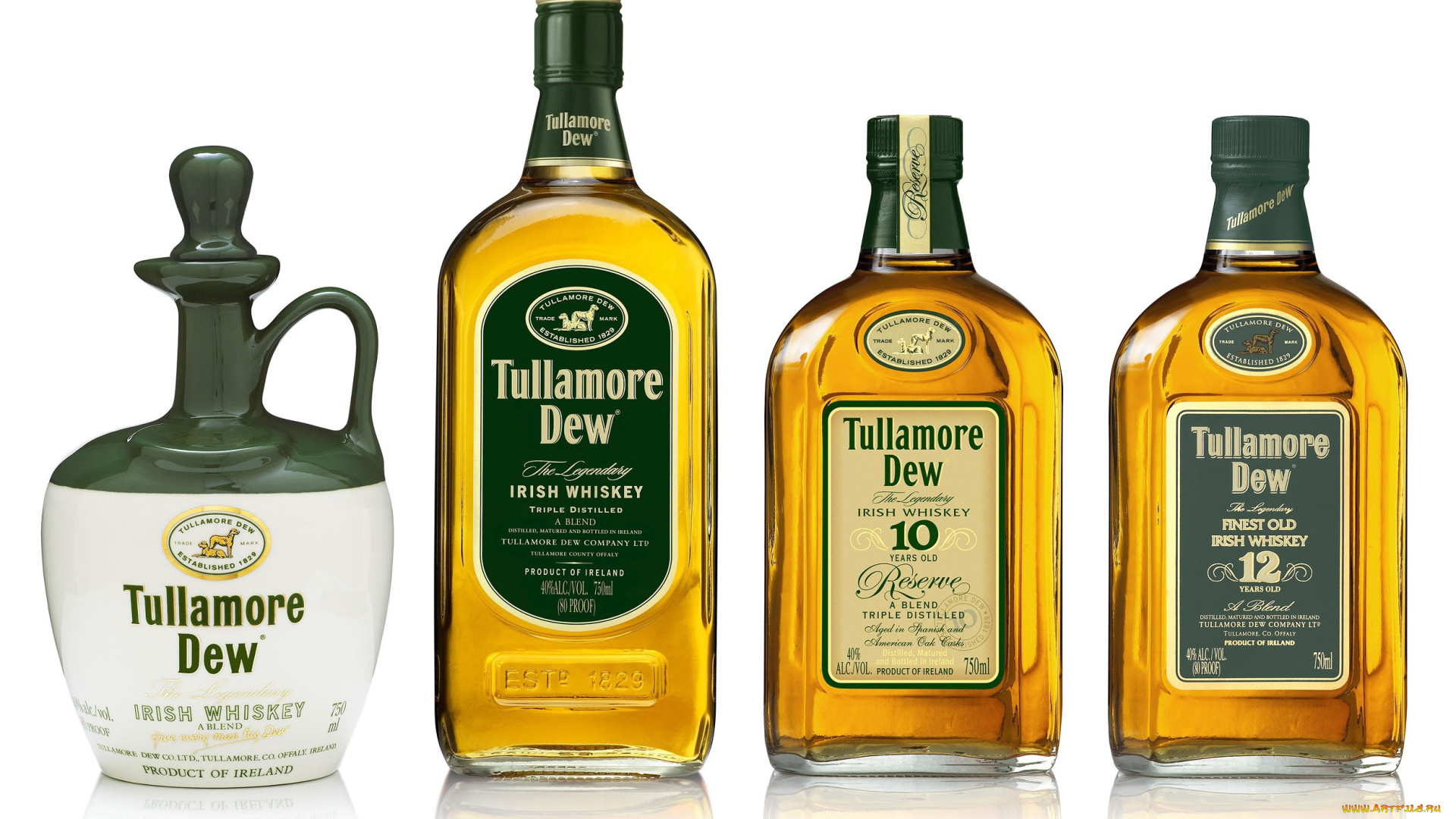 бренды, tullamoredew, четыре, бутылки