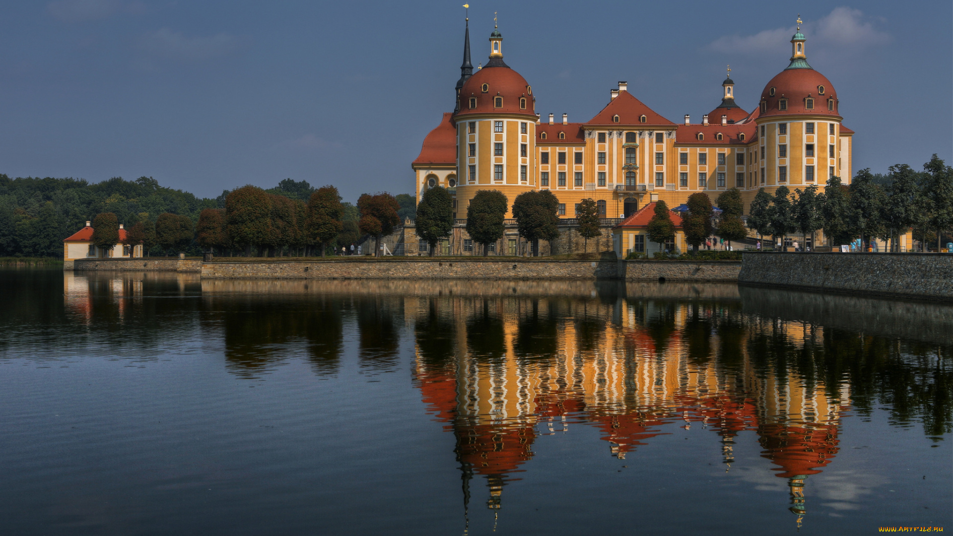 moritzburg, castle, germany, города, дворцы, замки, крепости, замок, морицбург, вода, отражение, германия