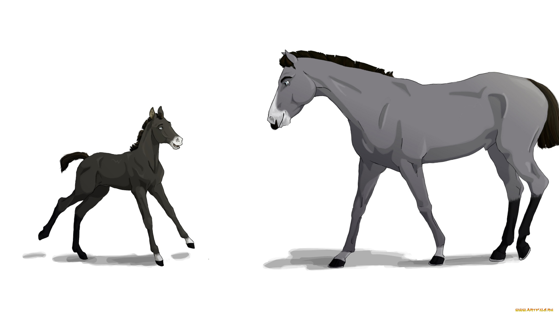 рисованное, животные, , лошади, лошадка, лошадь, фон