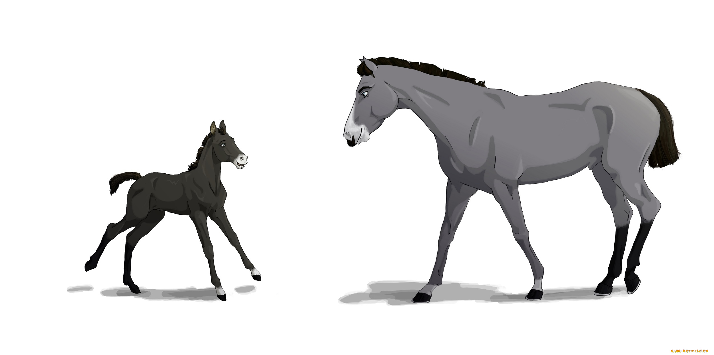 рисованное, животные, , лошади, лошадка, лошадь, фон