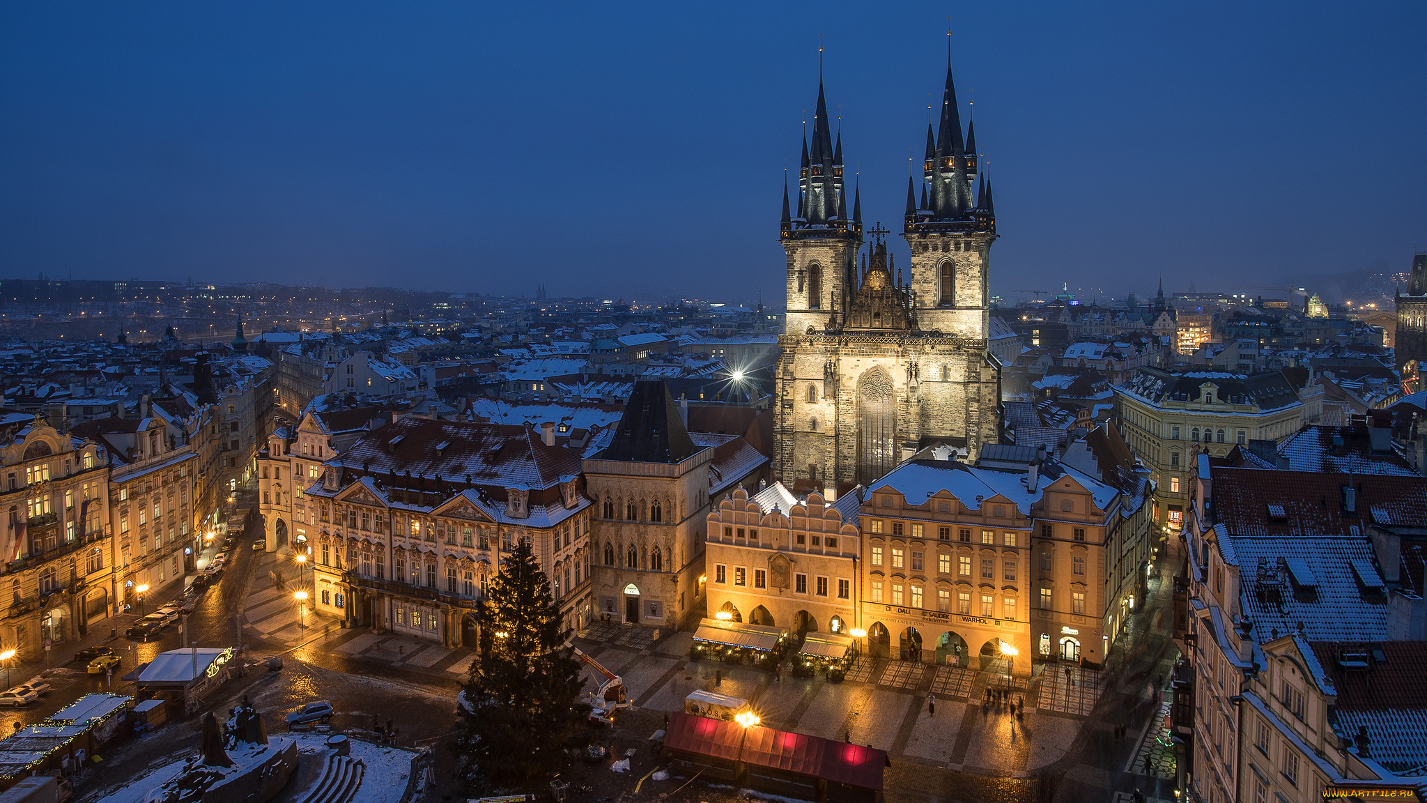 prague, города, прага, , Чехия, ночь, панорама