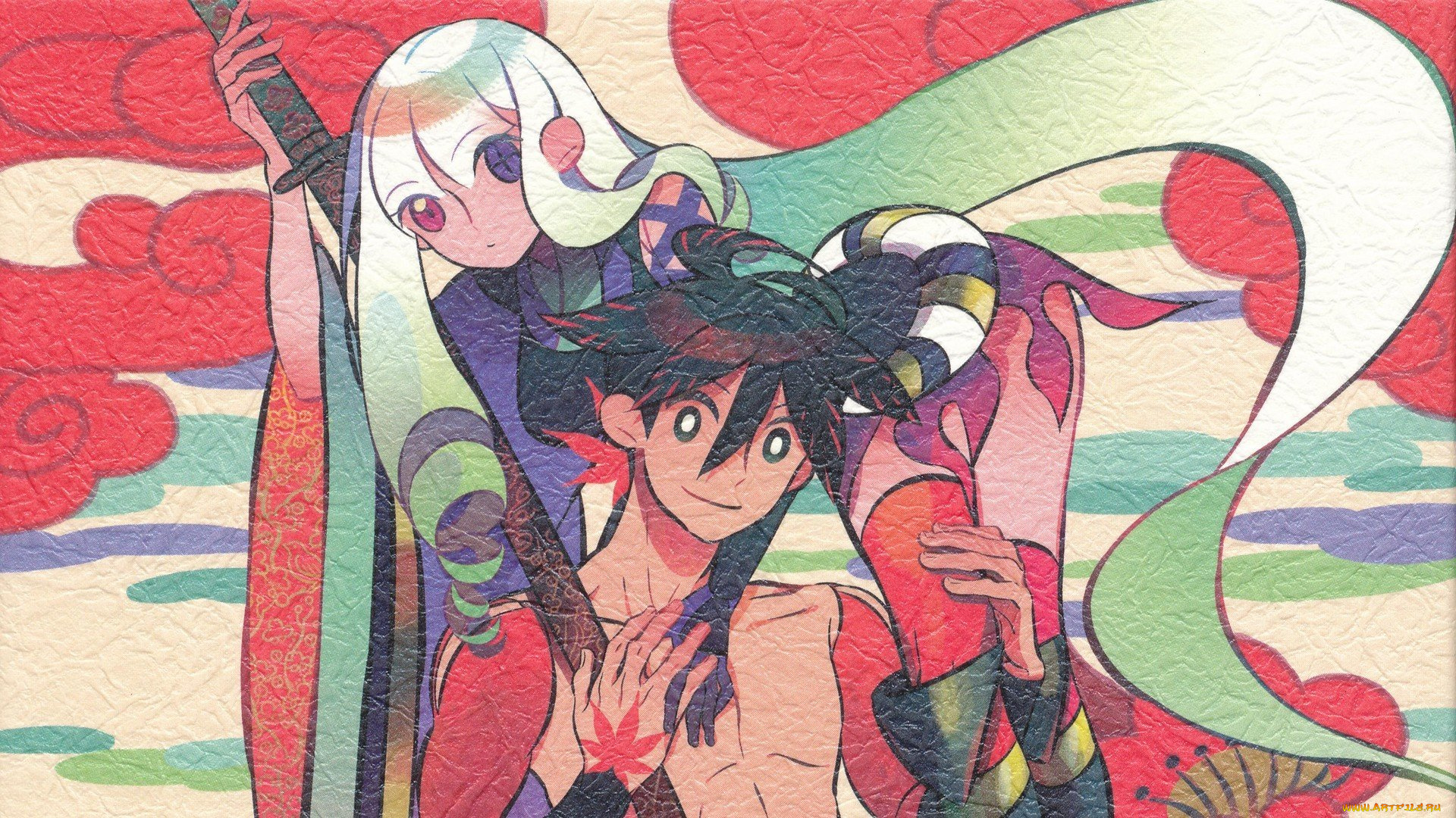 аниме, katanagatari, двое