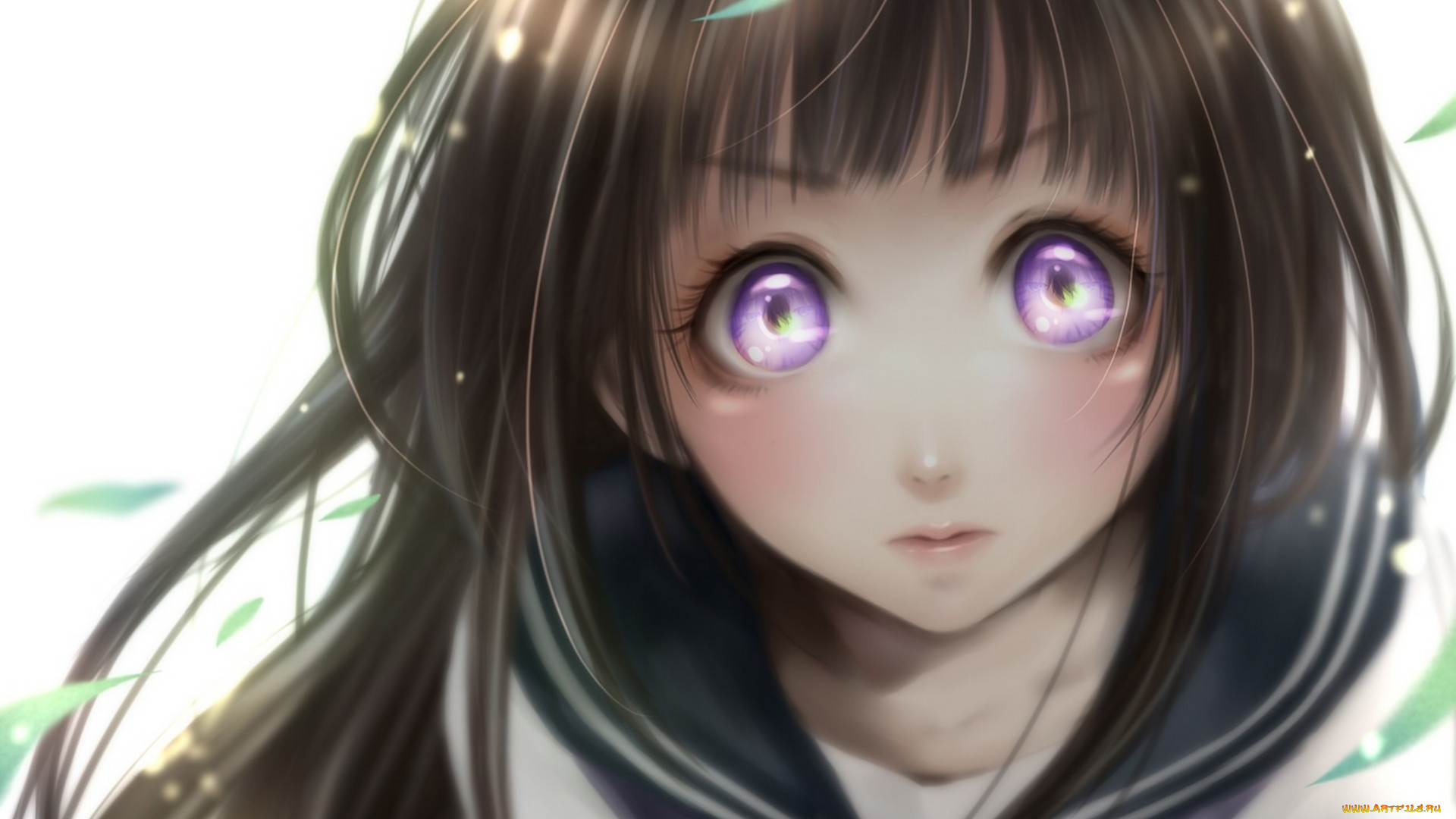 hyouka, аниме, девушка, школьница, листья, форма, глаза