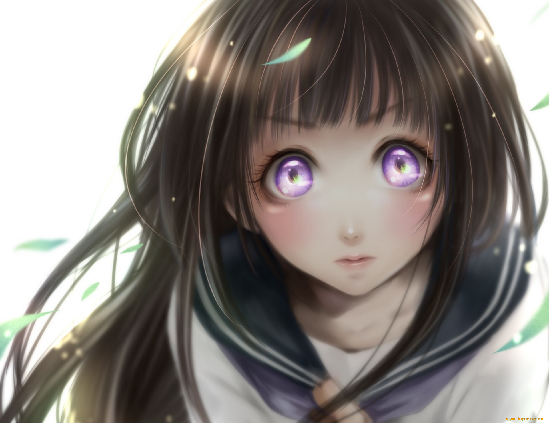 hyouka, аниме, девушка, школьница, листья, форма, глаза