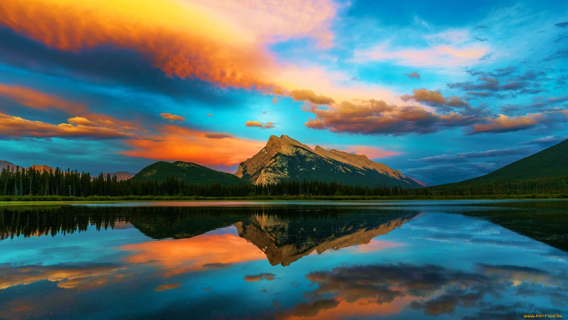 vermilion, lakes, banff, np, alberta, природа, реки, озера, vermilion, lakes, banff, np