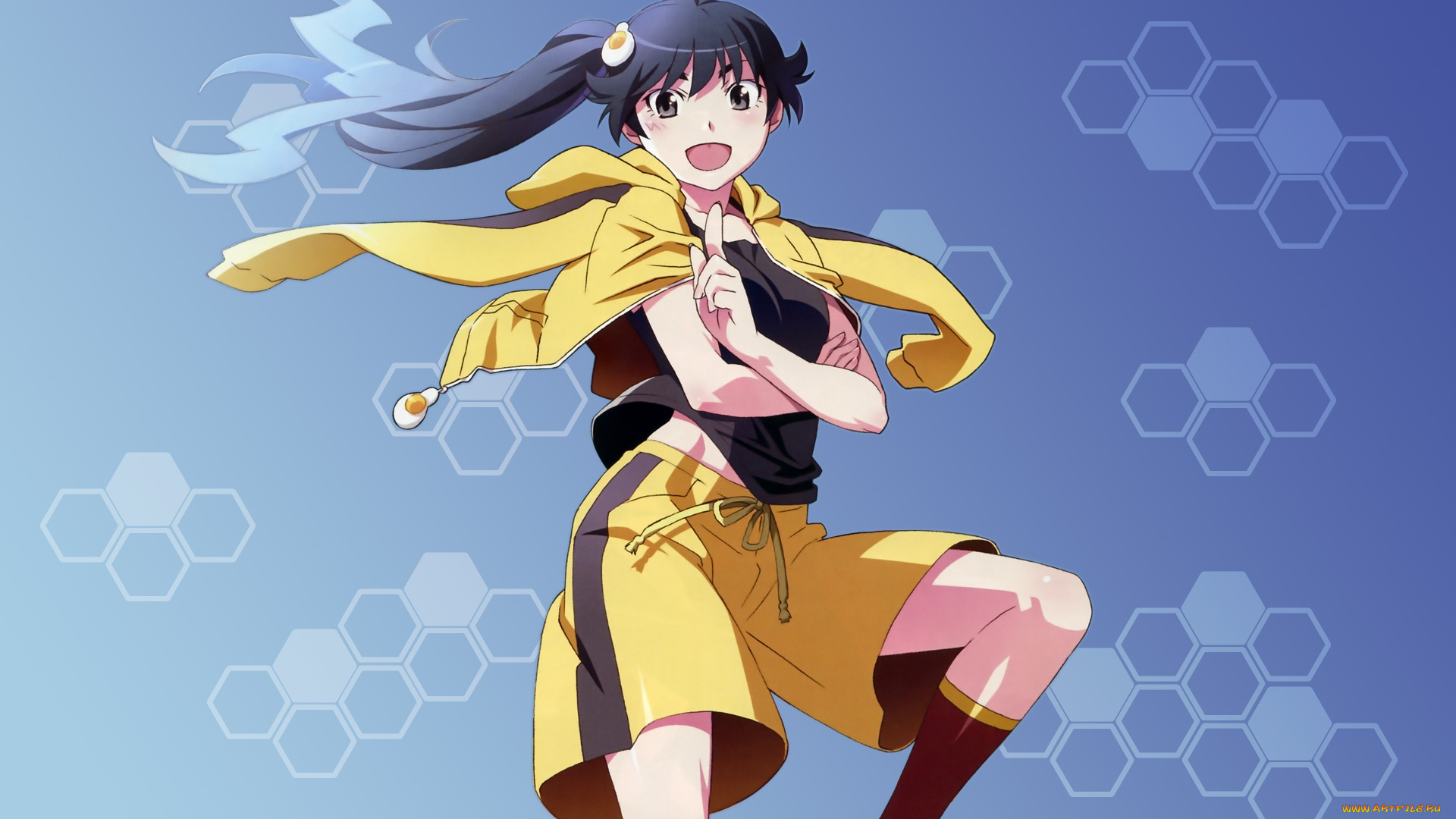 аниме, bakemonogatari, araragi, karen, девушка, форма, заколка