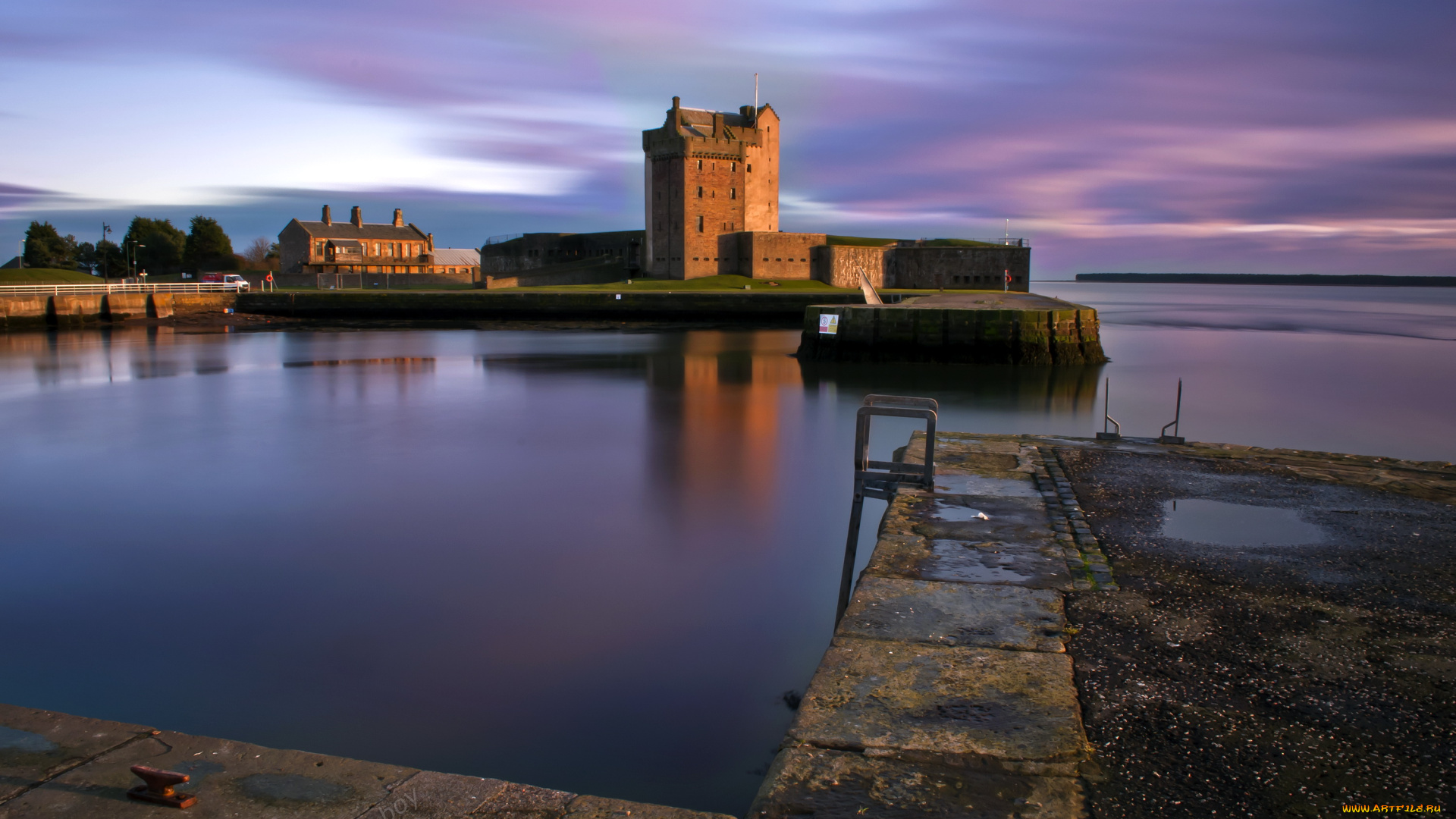 города, замок, эйлиан, донан, шотландия, broughty, castle, scotland