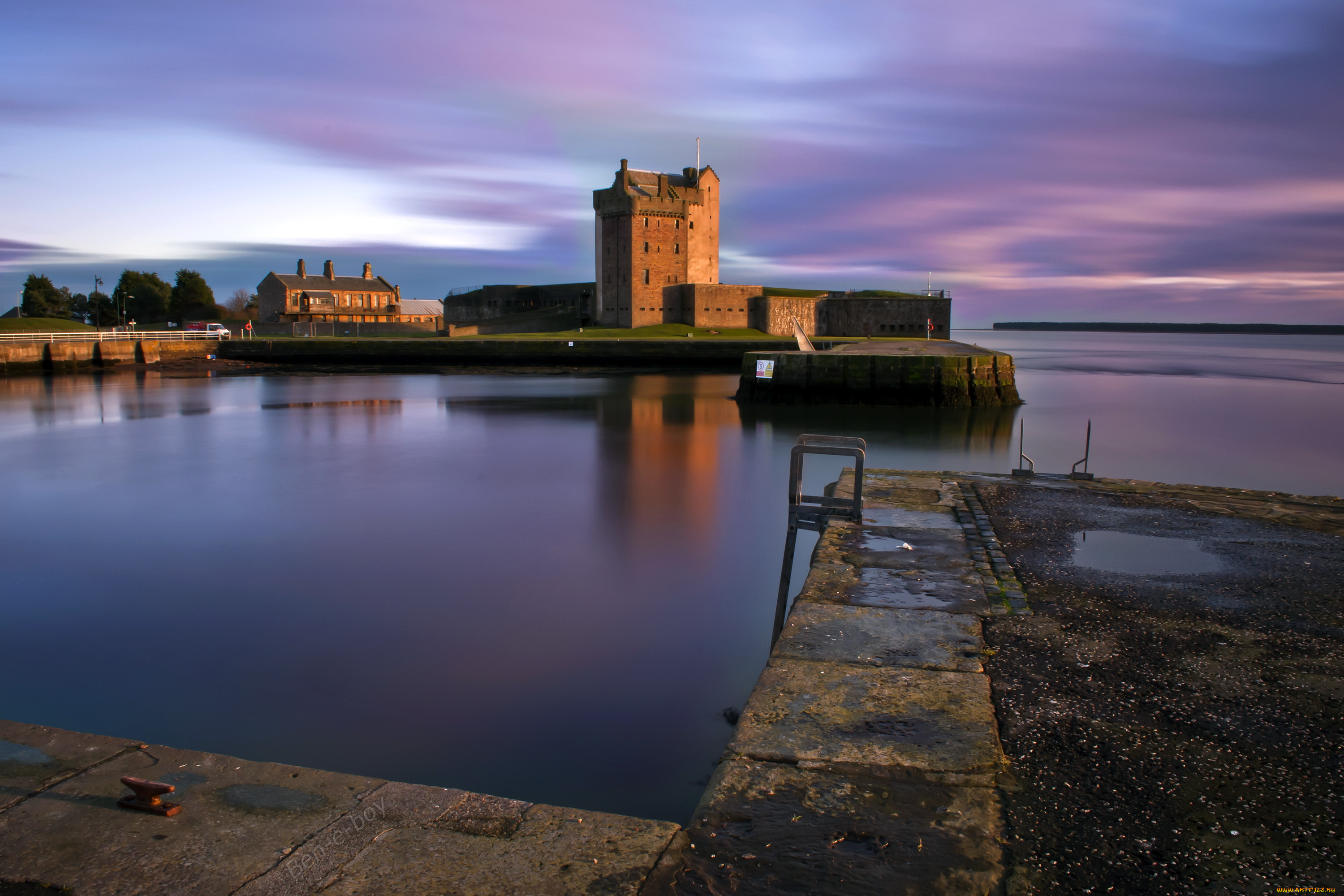 города, замок, эйлиан, донан, шотландия, broughty, castle, scotland