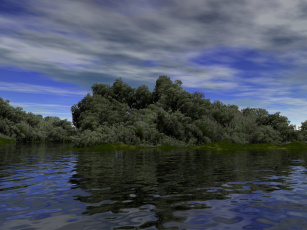 Картинка 3д графика nature landscape природа деревья вода