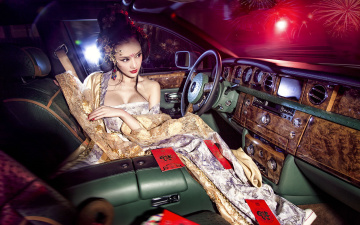 Картинка автомобили -авто+с+девушками азиатка девушка фон автомобиль взгляд