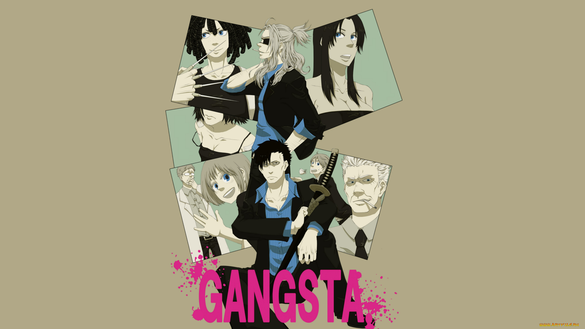 аниме, gangsta, бандитос, парни, девушки