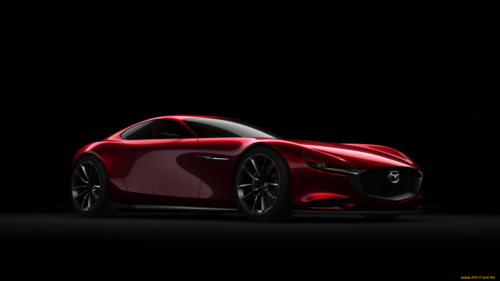 mazda, rx, vision, concept, 2015, автомобили, 3д, красный, чёрный, фон, 2015, concept, vision, rx, mazda