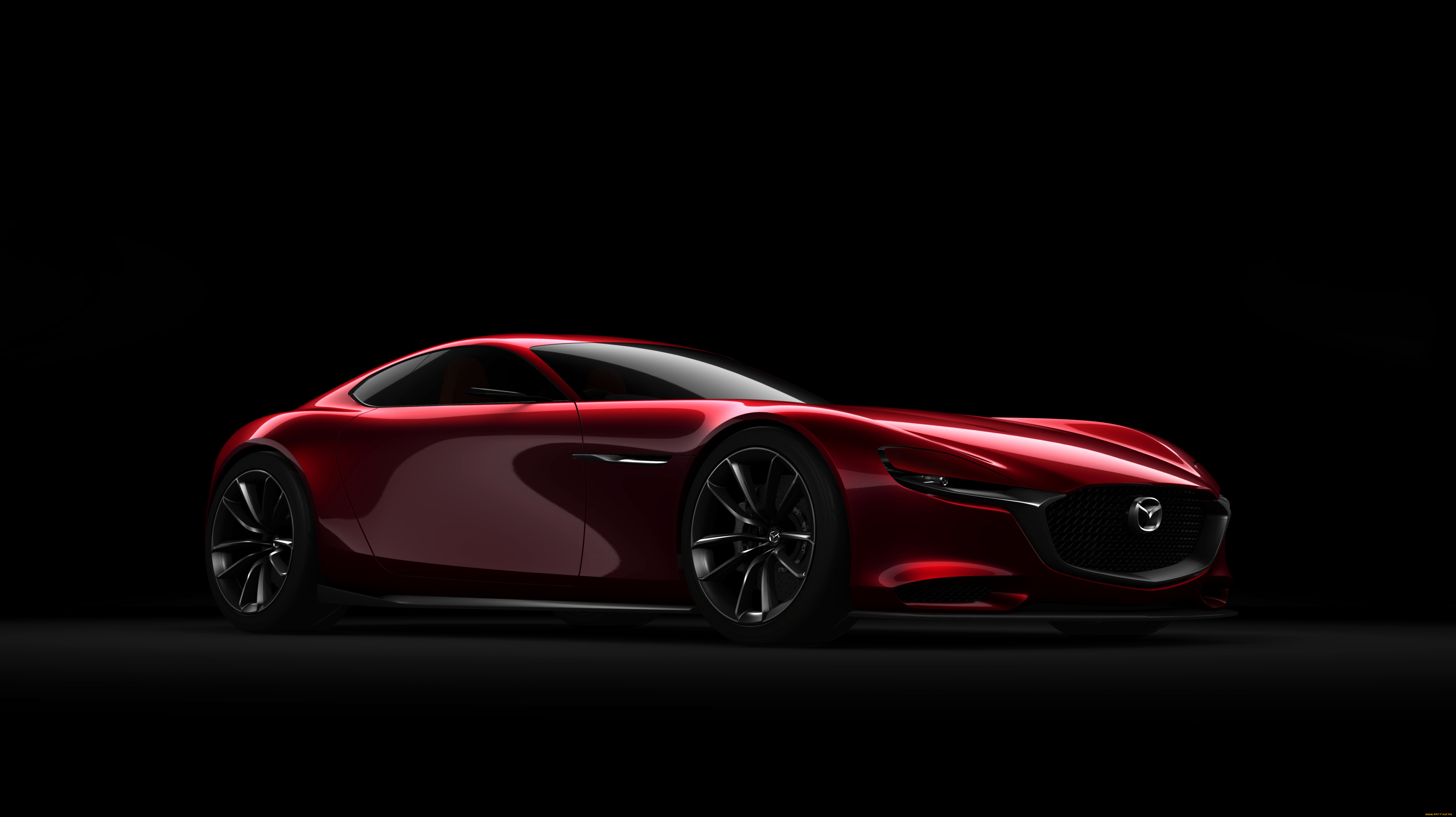 mazda, rx, vision, concept, 2015, автомобили, 3д, красный, чёрный, фон, 2015, concept, vision, rx, mazda