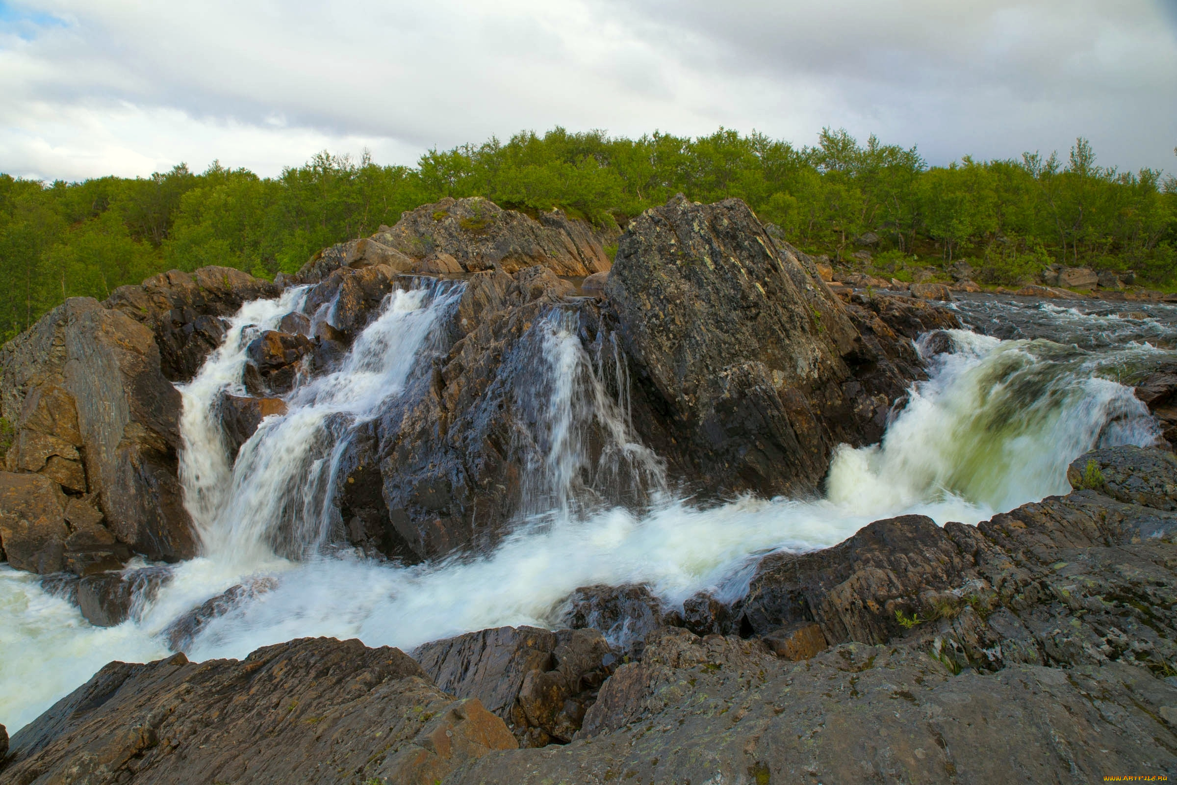 титовка, природа, водопады, россия, полуостров, водопад, река, кольский