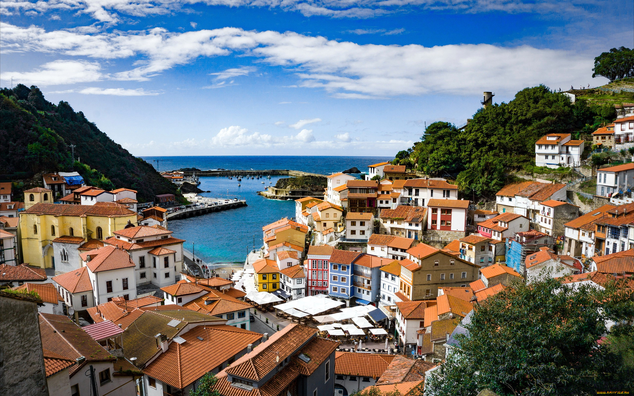 cudillero, spain, города, -, панорамы