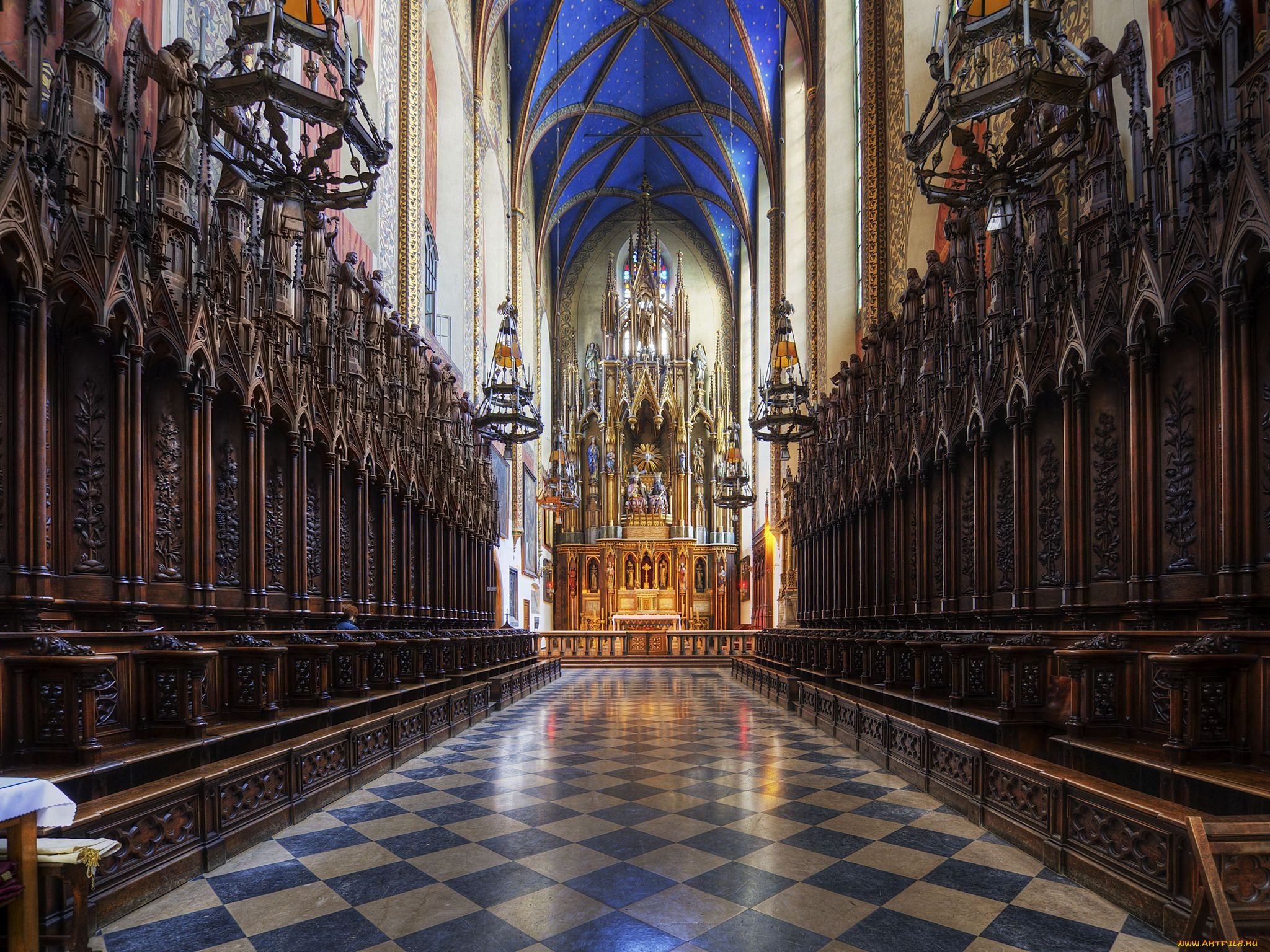 dominican, church, krakow, poland, интерьер, убранство, роспись, храма