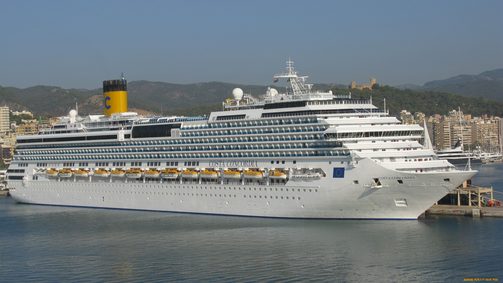 costa, concordia, корабли, лайнеры, palma, de, mallorca, spain, причал