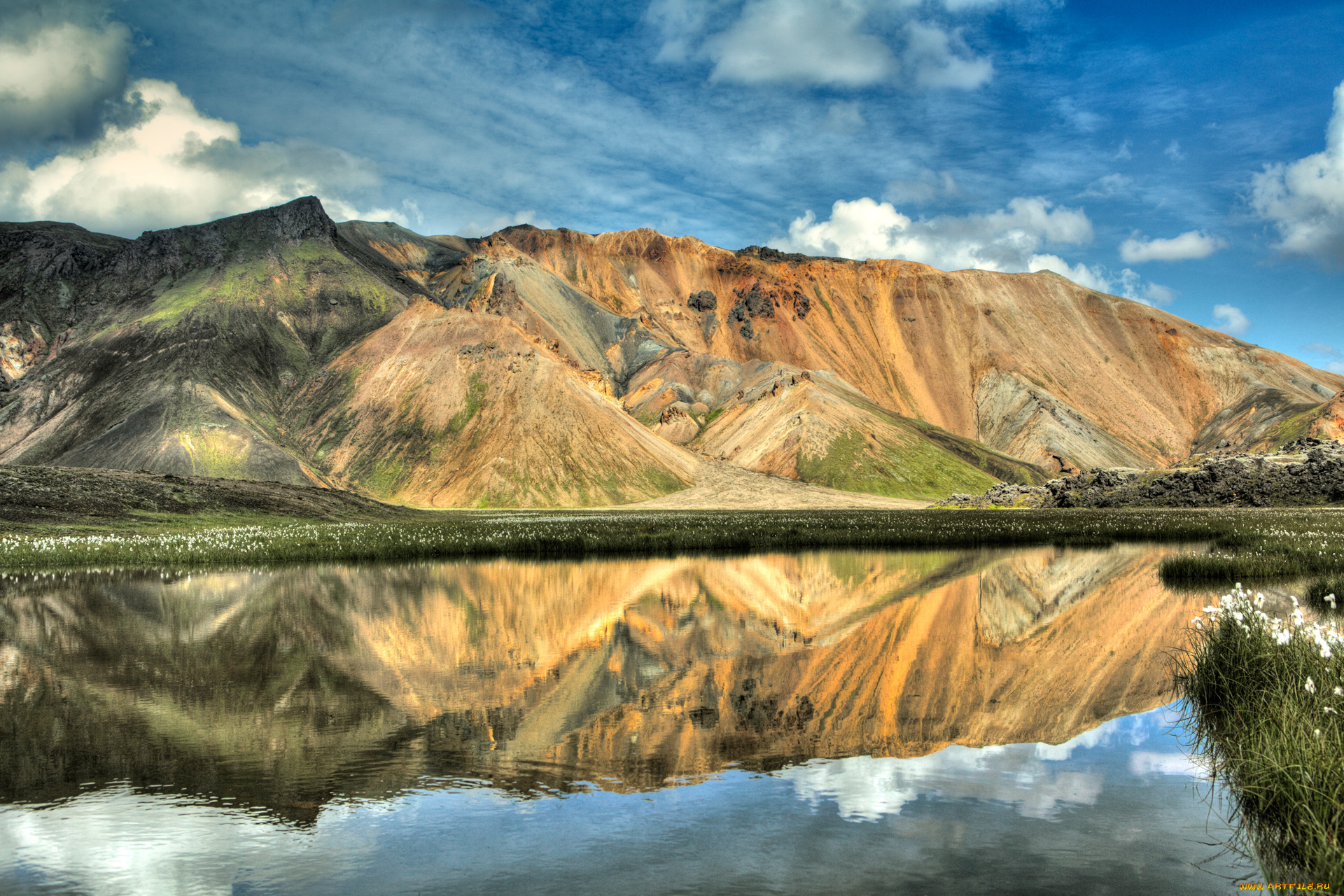 природа, реки, озера, отражение, исландия, горы, озеро