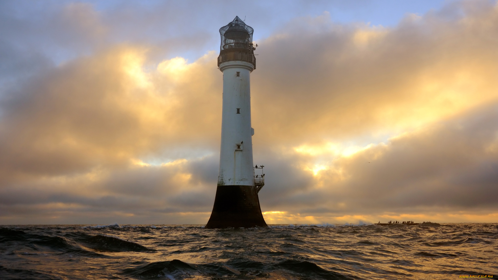 bell, rock, lighthouse, angus, scotland, природа, маяки, море, маяк