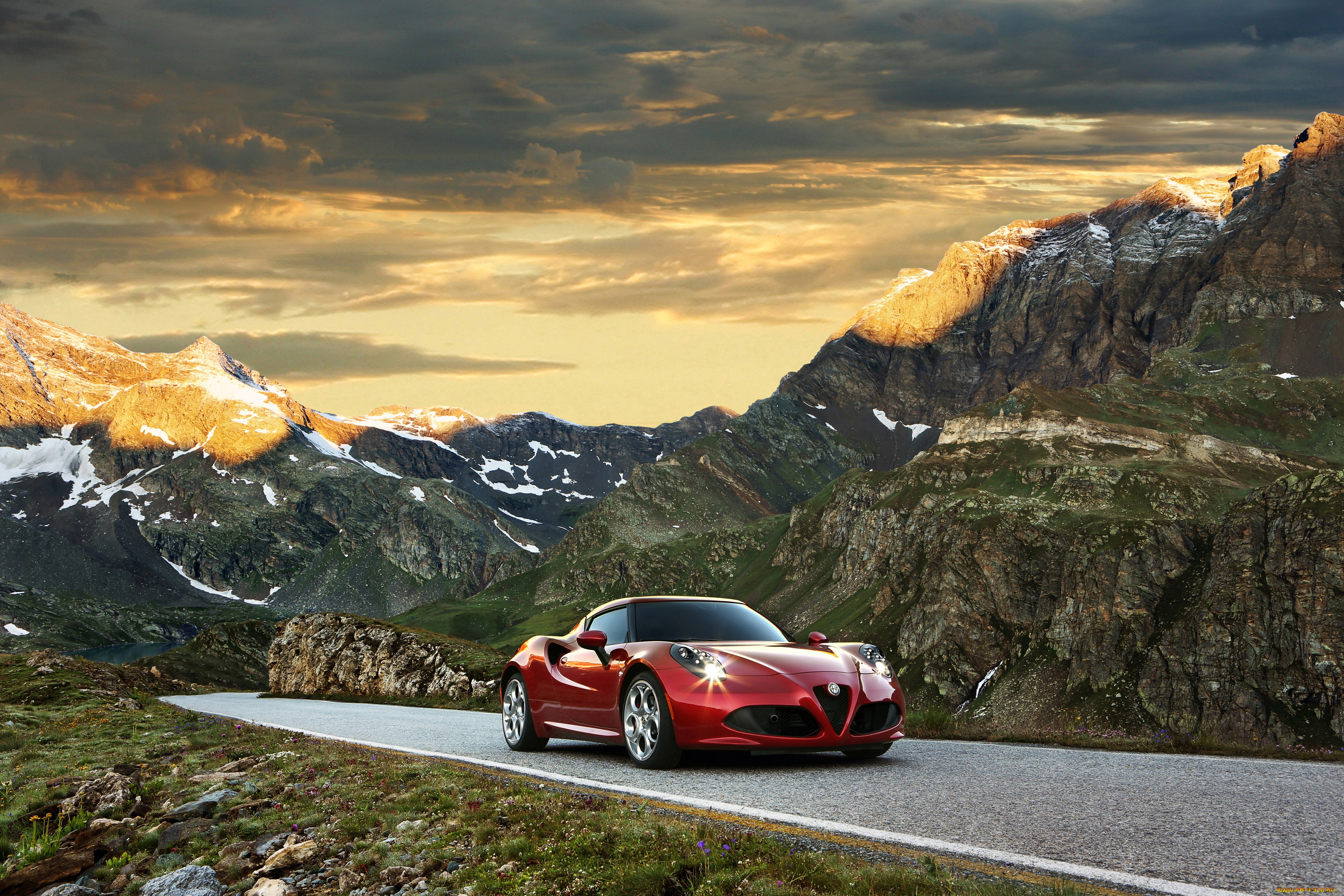 2014, alfa, romeo, 4c, автомобили, alfa, romeo, пейзаж, горы, дорога, красный, alfa, romeo