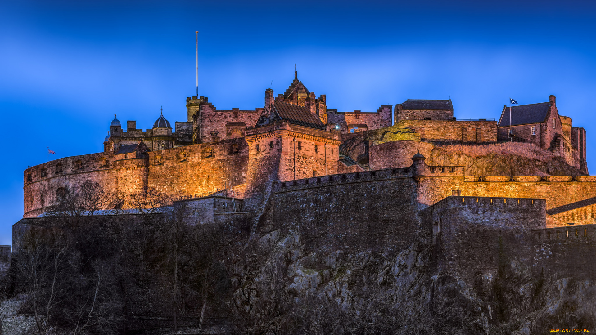 edinburgh, castle, города, эдинбург, , шотландия, замок, ночь