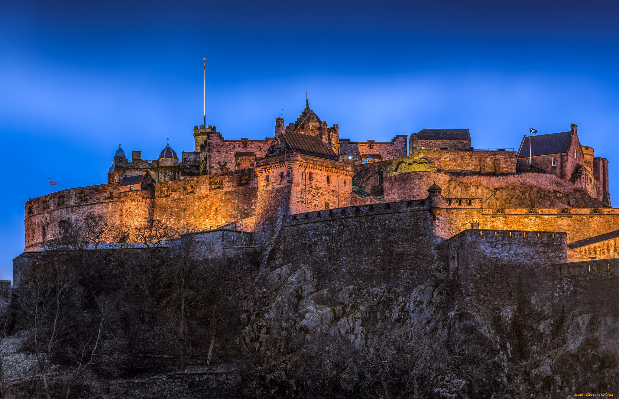 edinburgh, castle, города, эдинбург, , шотландия, замок, ночь