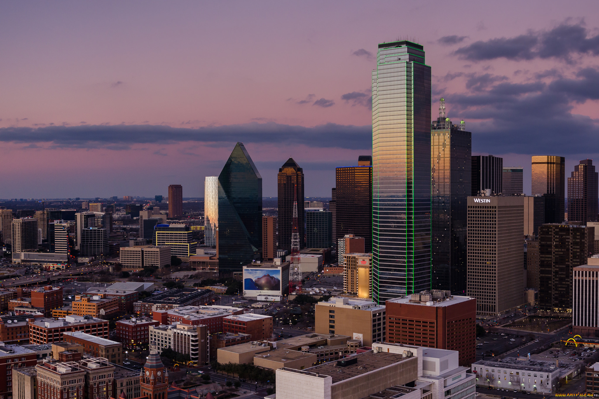 downtown, dallas, города, -, панорамы, высотки