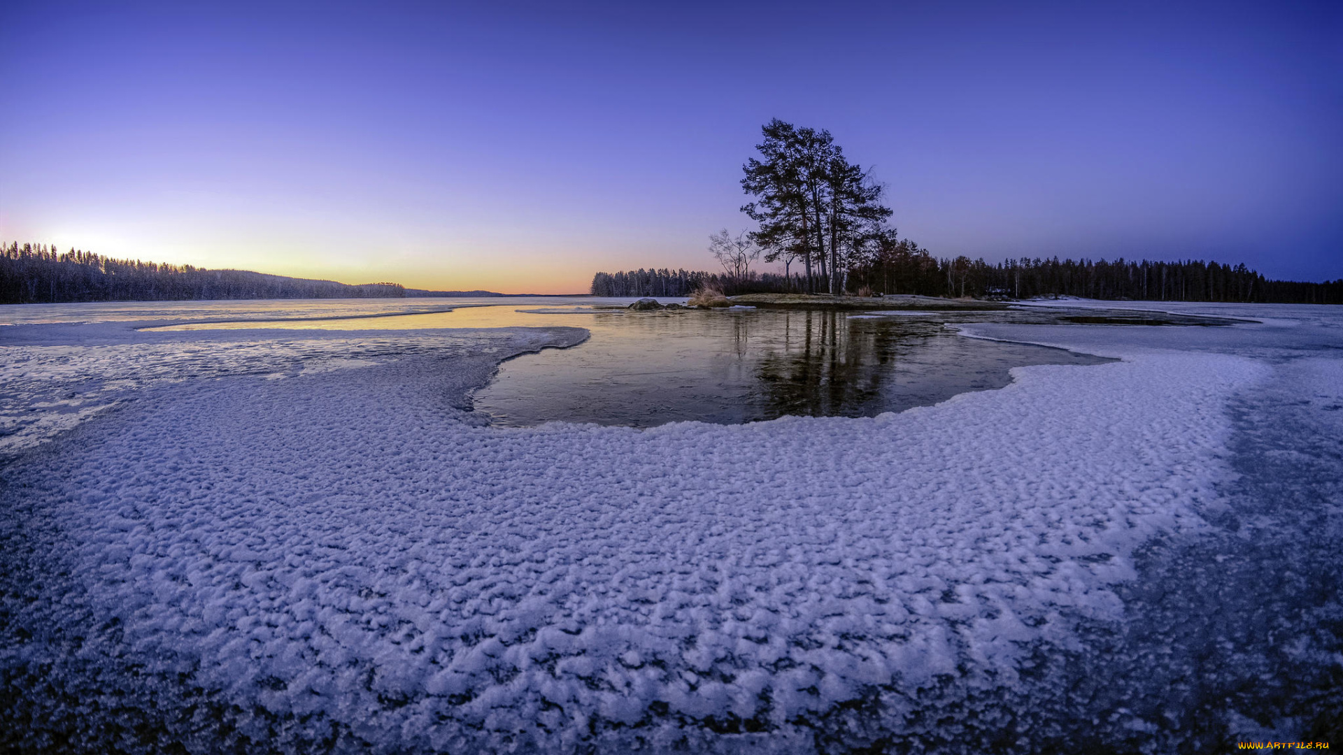 природа, реки, озера, финляндия, деревья, лёд, закат, озеро