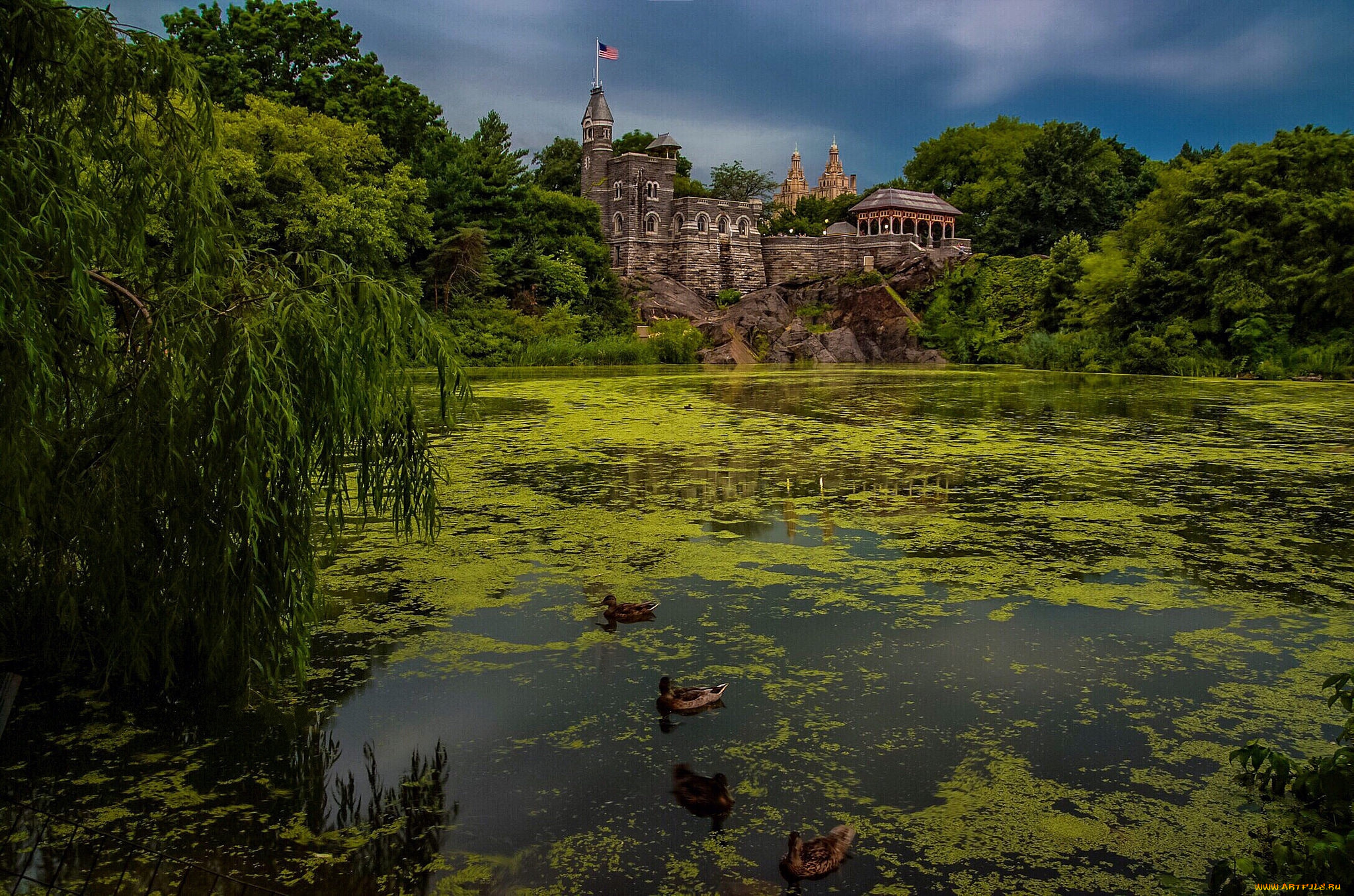 belvedere, castle, in, central, park, in, manhattan, new, york, city, города, нью-йорк, , сша, пруд, парк, замок