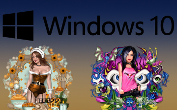 Картинка компьютеры windows++10 фон логотип взгляд девушки