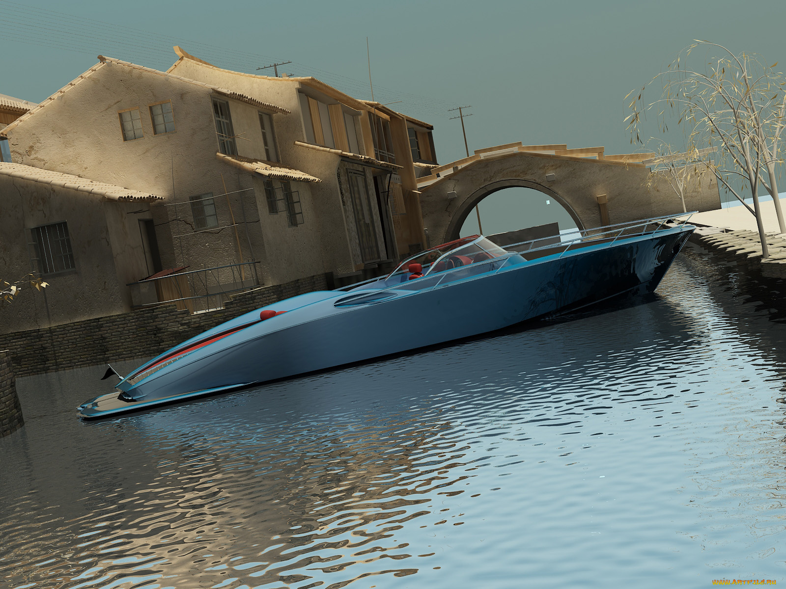 1963, chevrolet, corvette, open, boat, design, by, bo, zolland, корабли, 3d