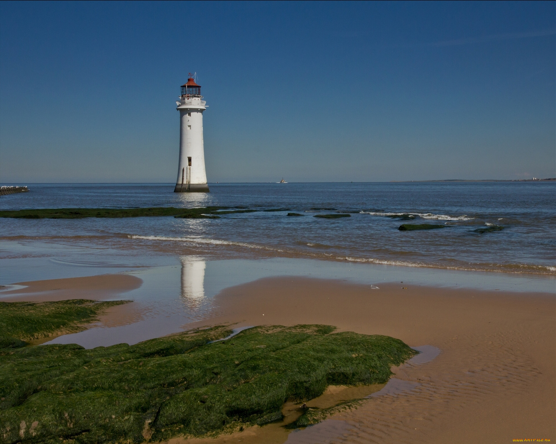 perch, rock, lighthouse, new, brighton, england, природа, маяки, irish, sea, ирландское, море