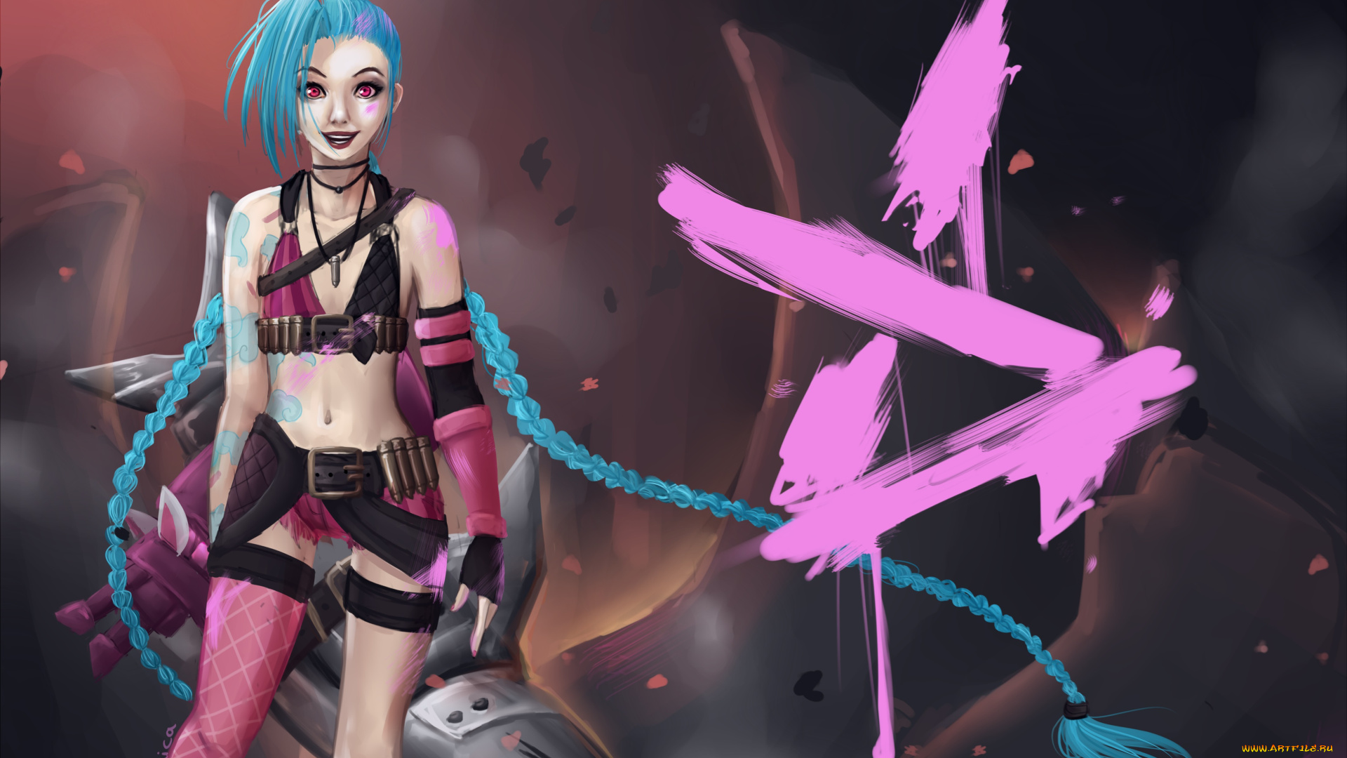 фэнтези, девушки, девушка, арт, jinx, league, of, legends