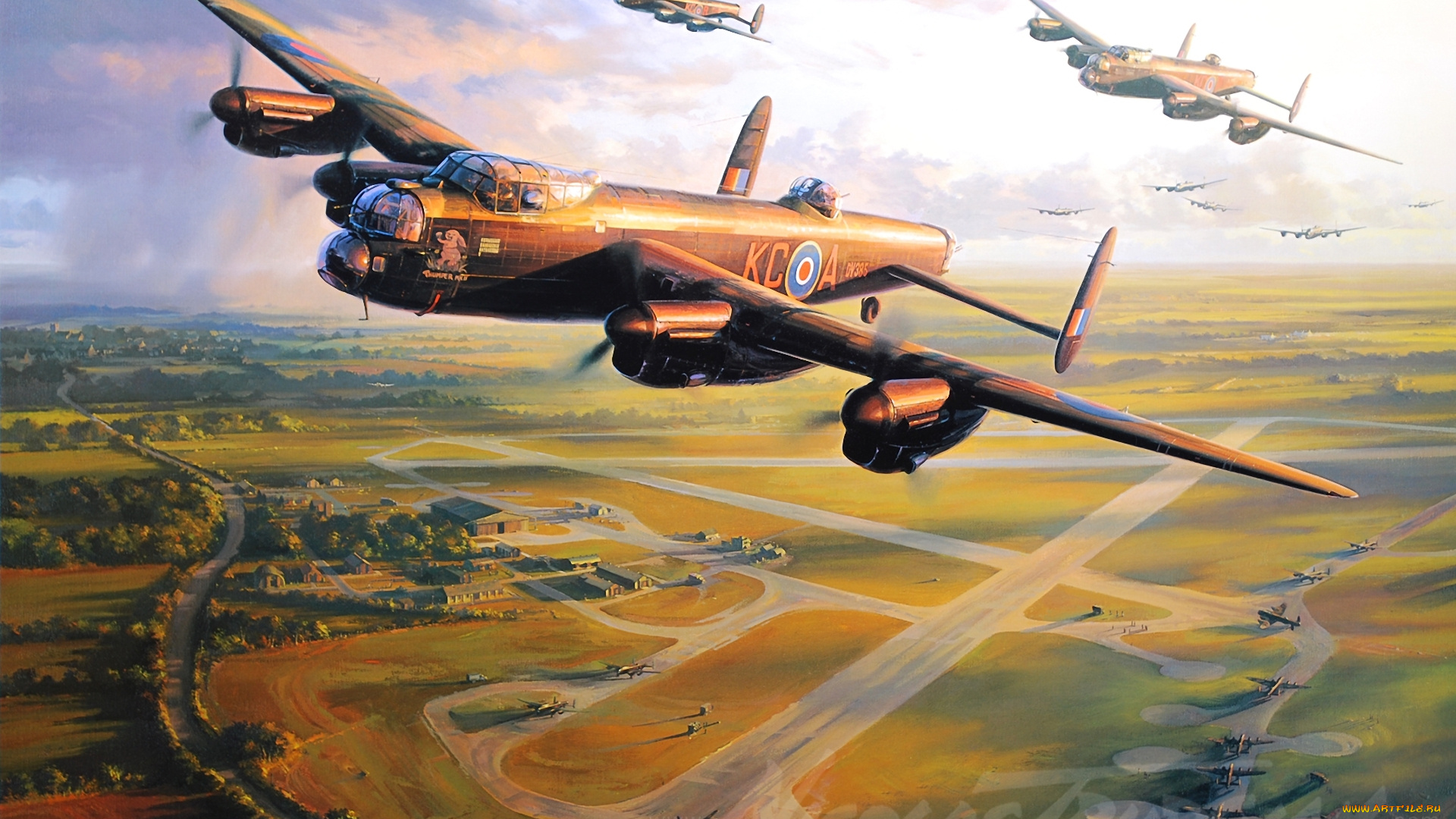 рисованные, авиация, aviation, aircraft, airplane, war, dogfight, art, ww2, avro, lancaster