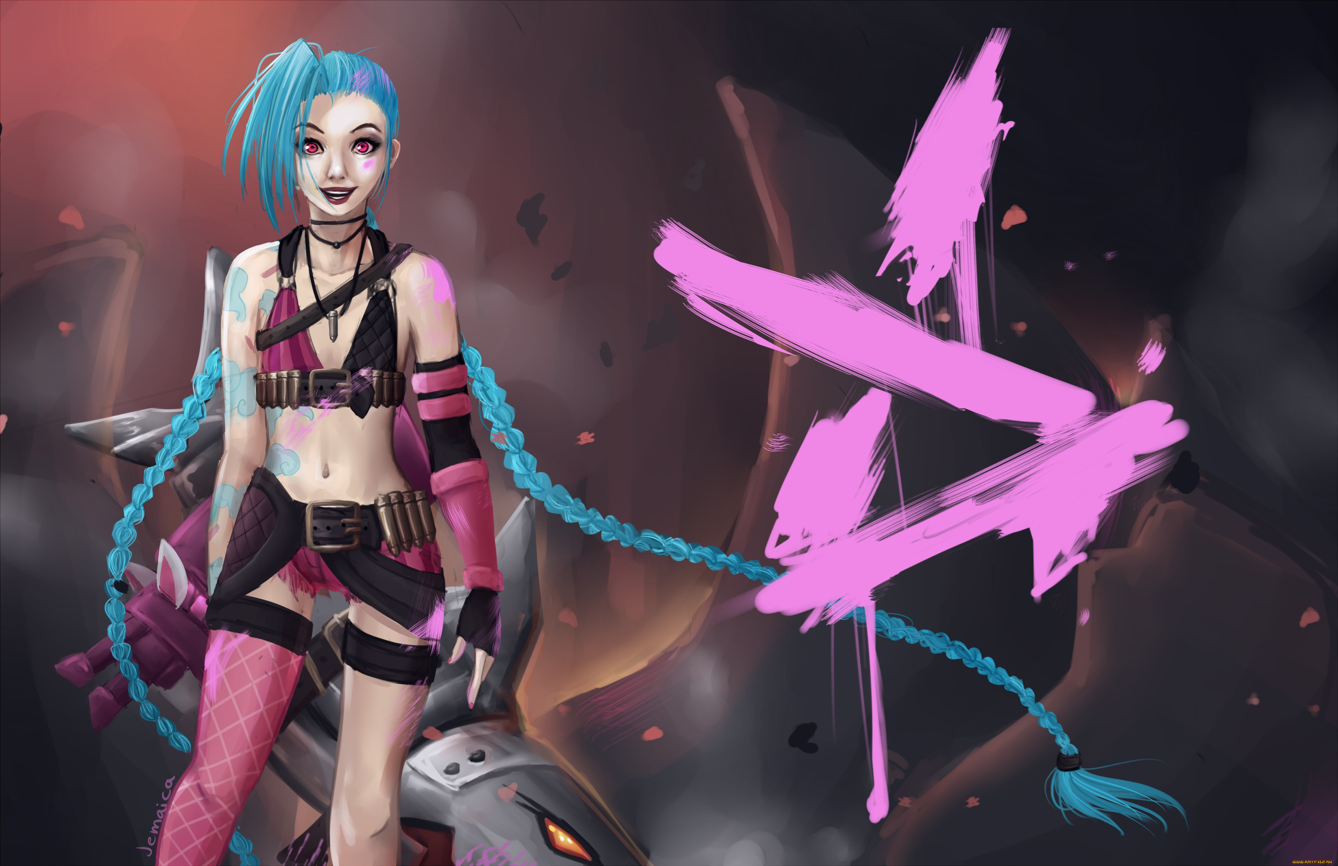 фэнтези, девушки, девушка, арт, jinx, league, of, legends