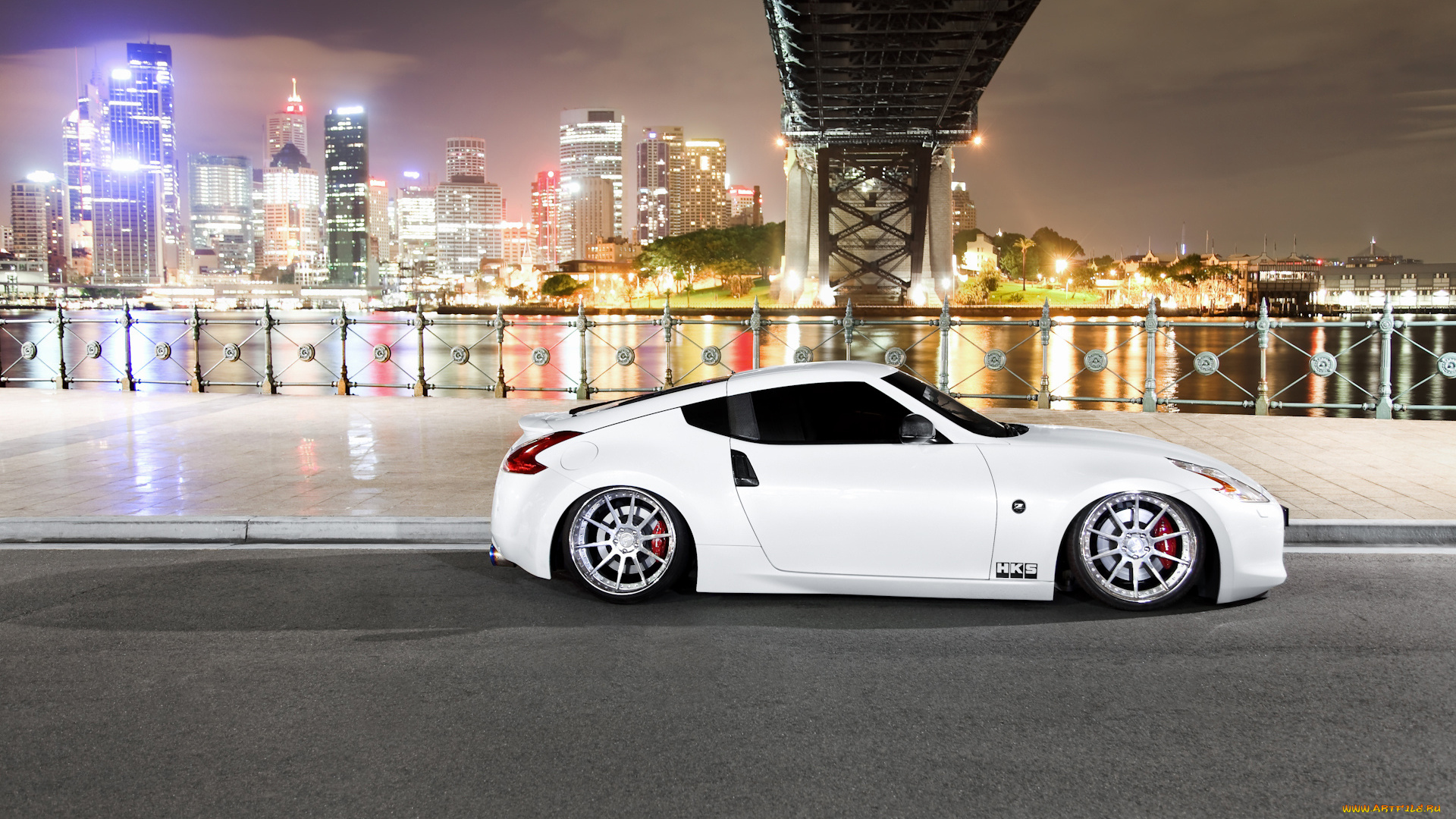 nissan, 370z, автомобили, nissan, datsun, ночь, ниссан, река, stance, тюнинг, 370z, город