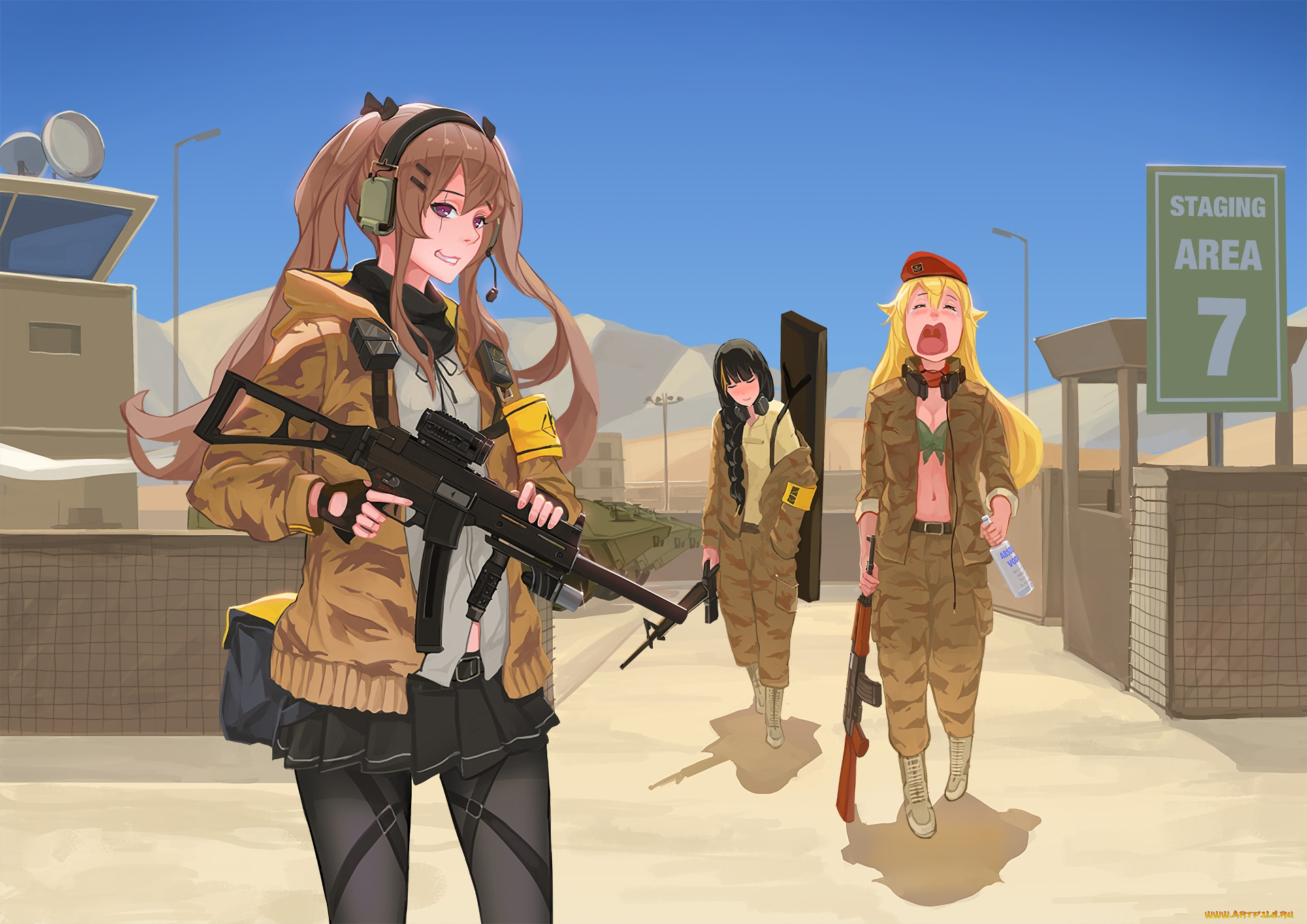 аниме, girls, frontline, фон, взгляд, девушка