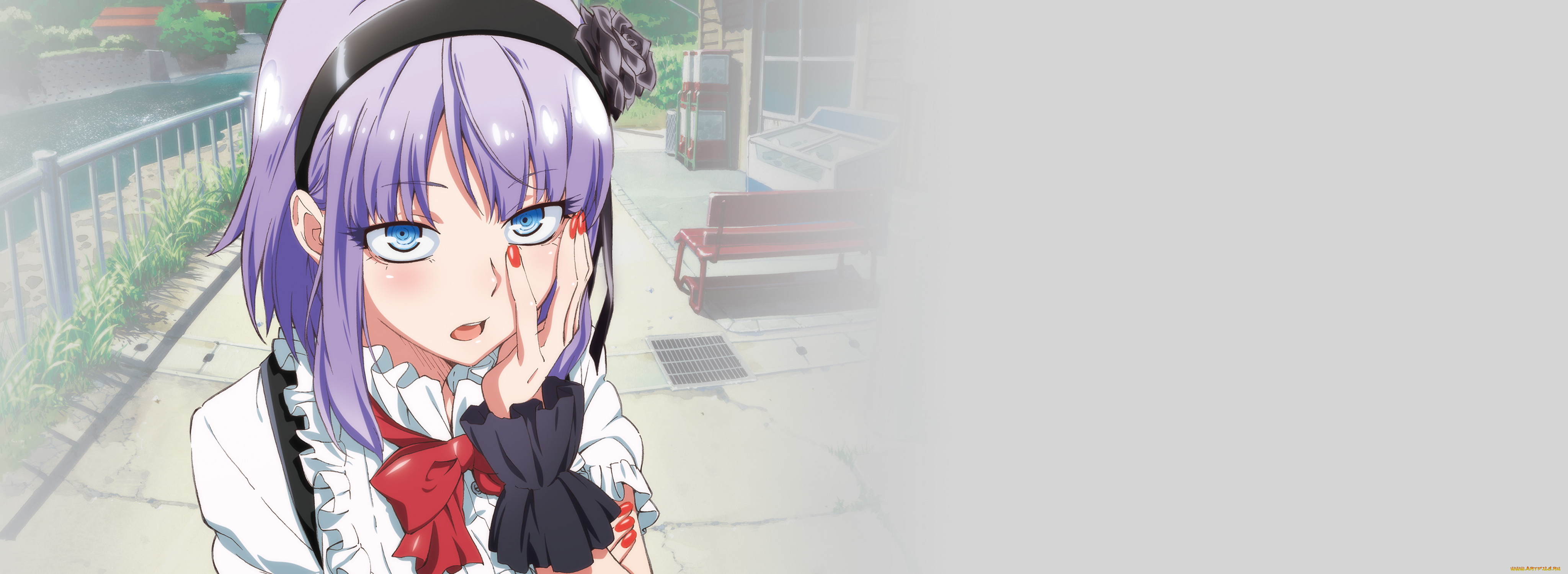 dagashi, kashi, аниме, фон, взгляд, девушка